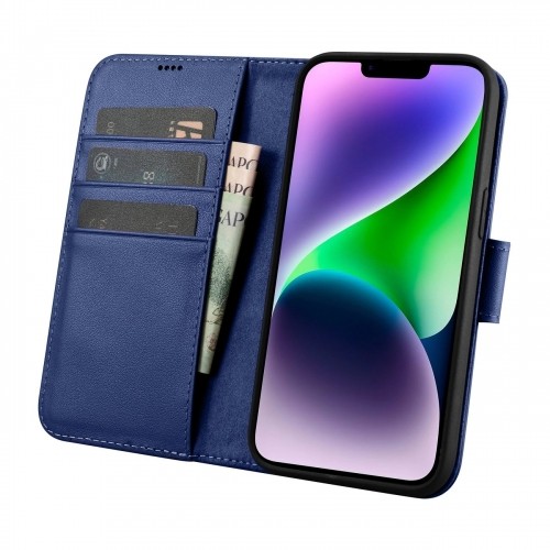 iCarer Wallet Case 2in1 Case iPhone 14 Anti-RFID Leather Flip Case Blue (WMI14220725-BU) image 3