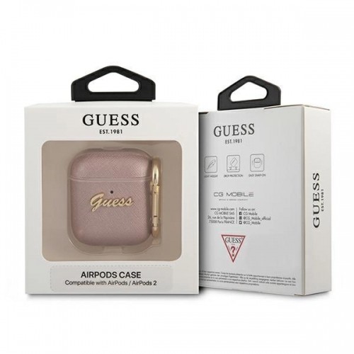 Guess GUA2SASMP AirPods cover pink|pink Saffiano Script Metal Collection image 3