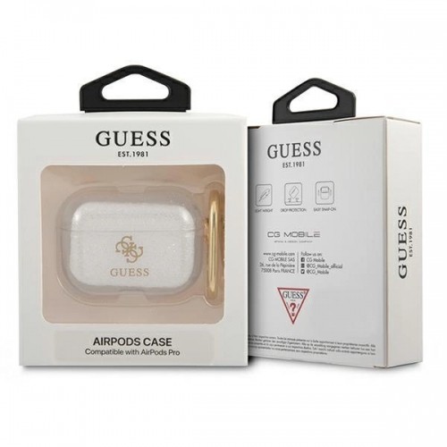 Guess GUAPUCG4GT AirPods Pro cover Transparent Glitter Collection image 3