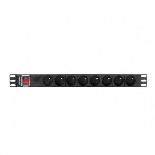 Schuko 19" 6 virzienu daudzligzdu adapteris Lanberg PDU-06E-0200-BK (2 m) image 3