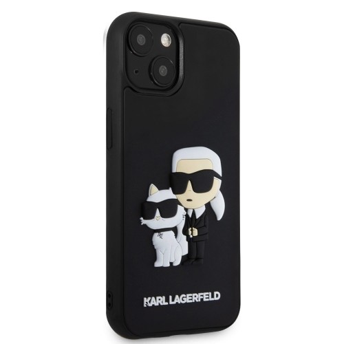 Karl Lagerfeld 3D Rubber Karl and Choupette Case for iPhone 15 Black image 3
