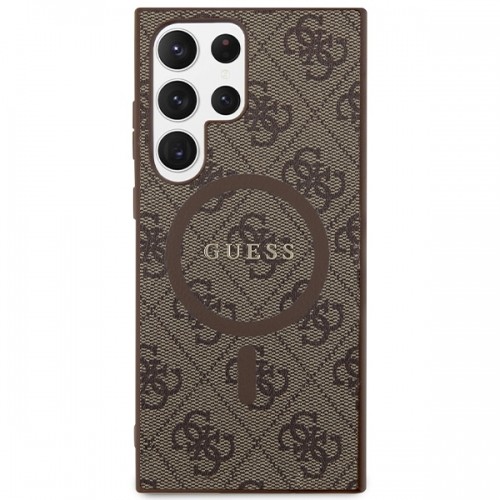 Guess GUHMS24LG4GFRW S24 Ultra S928 brązowy|brown hardcase 4G Collection Leather Metal Logo MagSafe image 3