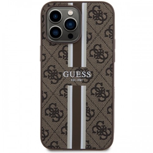 Guess GUHMP15XP4RPSW iPhone 15 Pro Max 6.7" brązowy|brown hardcase 4G Printed Stripes MagSafe image 3