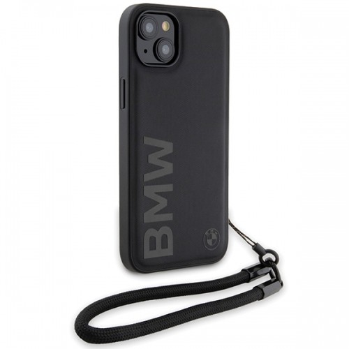 BMW BMHCP15S23RMRLK iPhone 15 | 14 | 13 6.1" czarny|black hardcase Signature Leather Wordmark Cord image 3