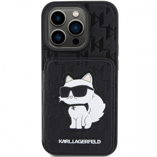 Karl Lagerfeld KLHCP15XSAKCNSCK iPhone 15 Pro Max 6.7" czarny|black hardcase Saffiano Cardslots and Stand Monogram Choupette image 3