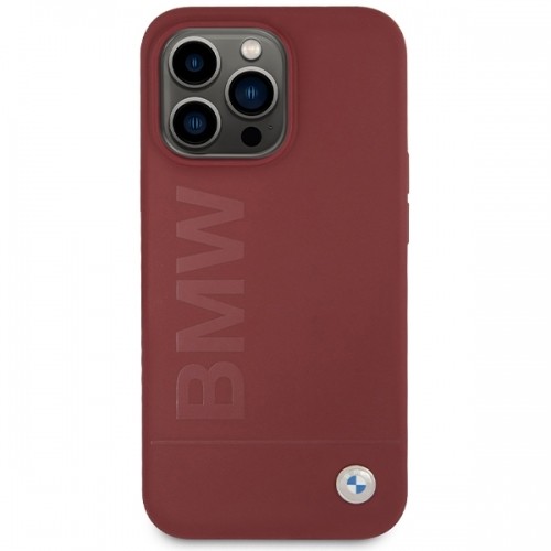 BMW BMHMP15XSLBLRE iPhone 15 Pro Max 6.7" czerwony|red hardcase Silicone Big Logo MagSafe image 3