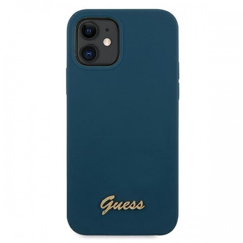 Guess GUHCP12SLSLMGBL iPhone 12 mini 5,4" niebieski|blue hardcase Metal Logo Script image 3
