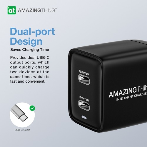 OEM Amazing Thing Wall charger Speed Pro EUPD40WBK - 2xType C - PD 40W 3A black image 3