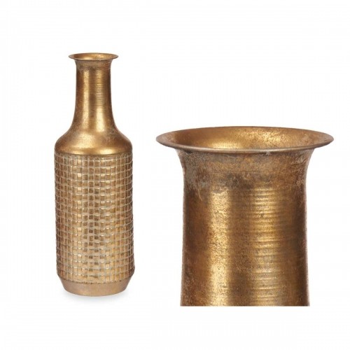 Vase Golden Metal 14 x 46 x 14 cm (4 Units) With relief image 3