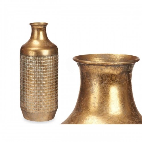 Vase Golden Metal 16 x 42 x 16 cm (4 Units) With relief image 3
