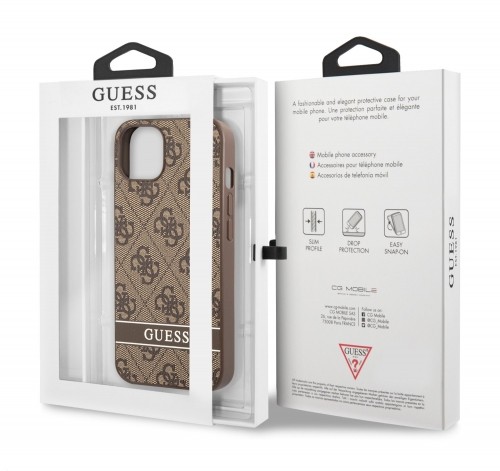 Guess PU 4G Stripe Case for iPhone 13 Brown image 3