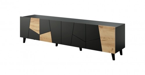 Cama Meble RTV cabinet ETNA 200x42x52 black matt + oak craft image 3