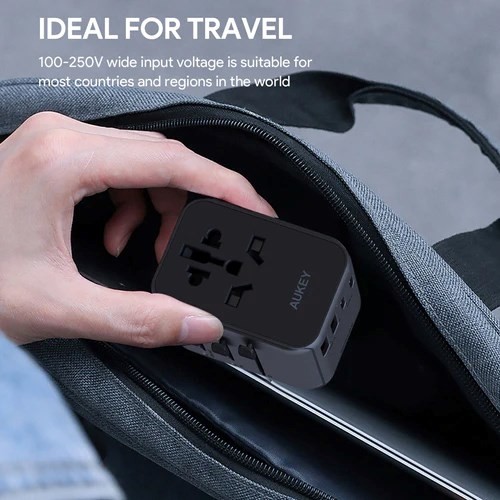 AUKEY PA-TA07 Universal Travel Adapter Charger 35W with USB-C & USB-A UK USA EU AUS CHN 150 Countries image 3