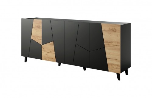 Cama Meble ETNA chest of drawers 200x42x82 black matt + oak craft image 3