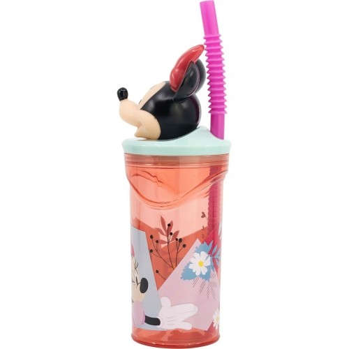Glāzi ar Salmiņu Minnie Mouse 360 ml 3D Rozā image 3