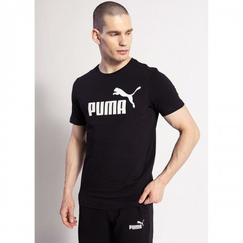 Men’s Short Sleeve T-Shirt Puma ESS LOGO TEE 586666 01 Black image 3