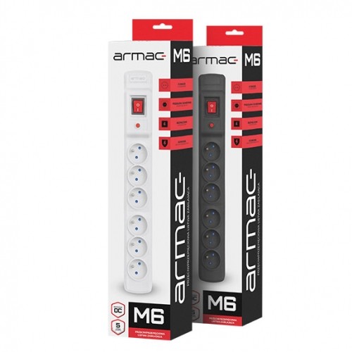 Armac Multi M6 | Barošanas sloksne | pretpārsprieguma sistēma, 6 rozetes, 5 m kabelis, melns image 3