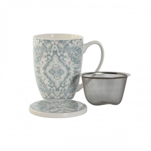 Tasīte ar Tējas Filtru Home ESPRIT Zils Bēšs Nerūsējošais tērauds Porcelāns 380 ml (2 gb.) image 3