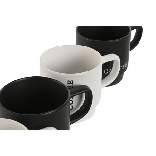 4 Piece Mug Set Home ESPRIT White Black Metal Porcelain 380 ml 13 x 9 x 9 cm image 3
