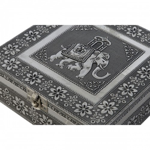 Jewelry box DKD Home Decor Silver Sky blue Wood Aluminium 18 x 18 x 6 cm image 3