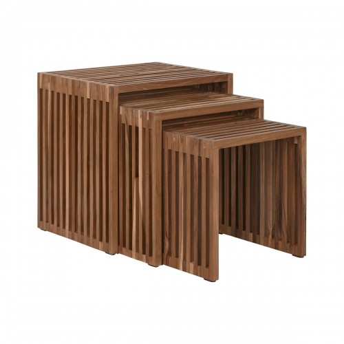 Set of 3 tables Home ESPRIT Natural Teak 40 x 40 x 40 cm image 3