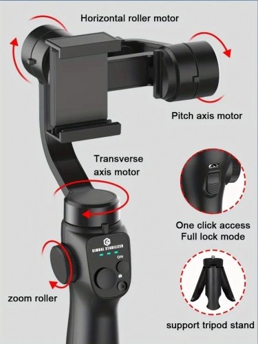 RoGer Gimbal F10 3-asu stabilizators - statīvs viedtālrunim līdz 7" / 280g / 2200mAh image 3