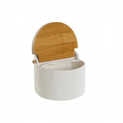 Salt Shaker with Lid DKD Home Decor White Natural Bamboo Porcelain 12 x 10 x 11 cm image 3