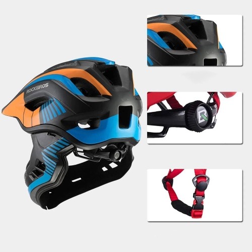 Children's bicycle helmet with detachable visor Rockbros TT-32SOBL-S size S - black and orange image 3