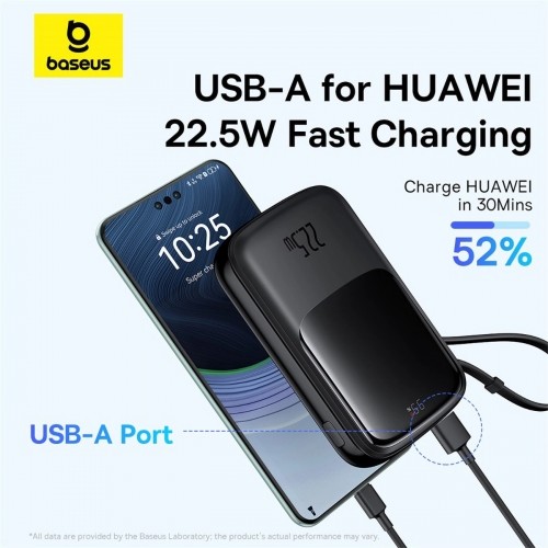 Baseus Qpow Pro+ 10000mAh 22.5W powerbank with built-in USB-C cable and display - black image 3