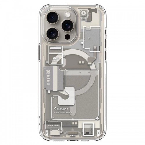 Spigen Ultra Hybrid Mag case with MagSafe for iPhone 15 Pro - natural titanium (Zero One pattern) image 3