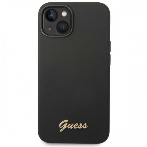 Guess Liquid Silicone Metal Logo Case for iPhone 14 Plus Black image 3