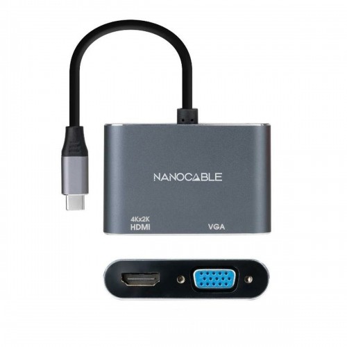 USB-C uz VGA/HDMI Adapteris NANOCABLE 10.16.4303 Pelēks 4K Ultra HD image 3