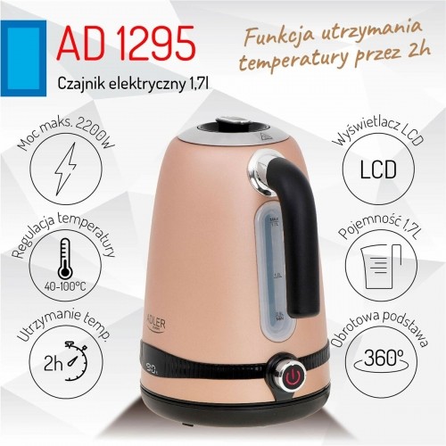 Tējkanna Adler AD 1295 Bēšs Nerūsējošais tērauds 2200 W 1850 W 1,7 L image 3