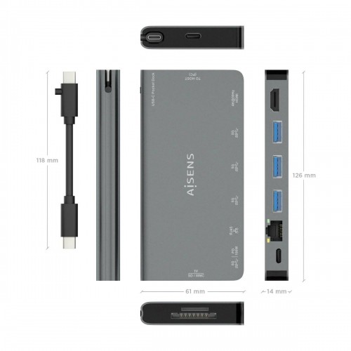 USB-разветвитель Aisens ASUC-8P015-GR Серый (1 штук) image 3