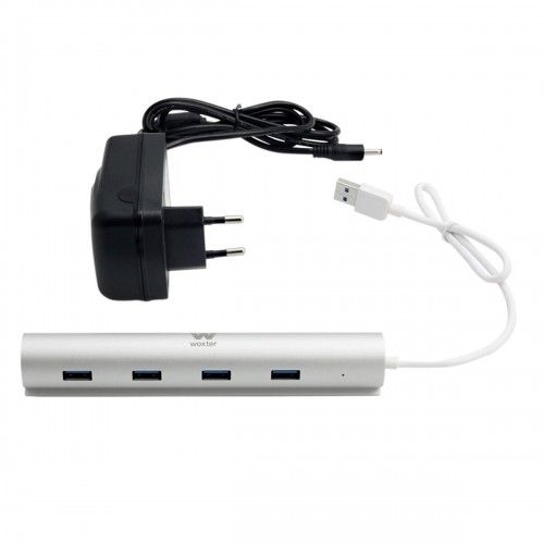 USB Hub Woxter PE26-142 White Silver Aluminium (1 Unit) image 3