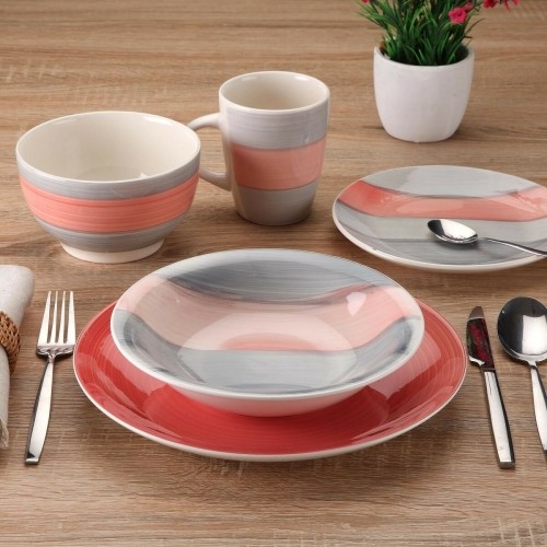 Dinnerware Set Versa Leanne Pink Stoneware 26,5 x 26,5 cm 18 Pieces image 3