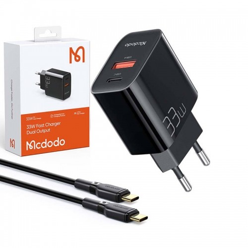 Wall charger Mcdodo CH-0922 USB + USB-C, 33W + USB-C cable (black) image 3