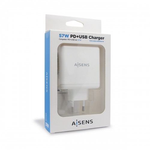 Автомобильное зарядное устройство с USB-портами Aisens ASCH-2PD45A-W 57 W Белый USB-C image 3