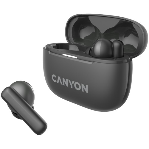 CANYON OnGo TWS-10 ANC+ENC, Bluetooth Headset, microphone, BT v5.3 BT8922F, Frequence Response:20Hz-20kHz, battery Earbud 40mAh*2+Charging case 500mAH, type-C cable length 24cm,size 63.97*47.47*26.5mm 42.5g, Dark Grey image 3