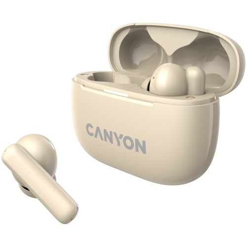 CANYON OnGo TWS-10 ANC+ENC, Bluetooth Headset, microphone, BT v5.3 BT8922F, Frequence Response:20Hz-20kHz, battery Earbud 40mAh*2+Charging case 500mAH, type-C cable length 24cm,size 63.97*47.47*26.5mm 42.5g, Beige image 3
