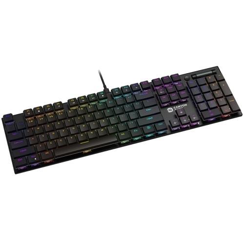 CANYON Cometstrike GK-55, 104keys Mechanical keyboard, 50million times life, GTMX red switch, RGB backlight, 18 modes, 1.8m PVC cable, metal material + ABS, US layout, size: 436*126*26.6mm, weight:820g, black image 3