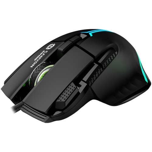 CANYON Fortnax GM-636, 9keys Gaming wired mouse,Sunplus 6662, DPI up to 20000, Huano 5million switch, RGB lighting effects, 1.65M braided cable, ABS material. size: 113*83*45mm, weight: 102g, Black image 3