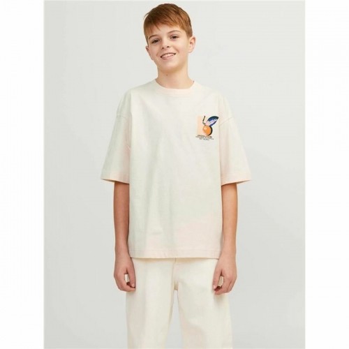 Child's Short Sleeve T-Shirt Jack & Jones tampa Back Beige image 3