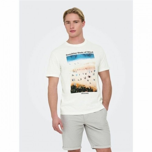 Men’s Short Sleeve T-Shirt Only & Sons Onskolton Reg Beach White image 3