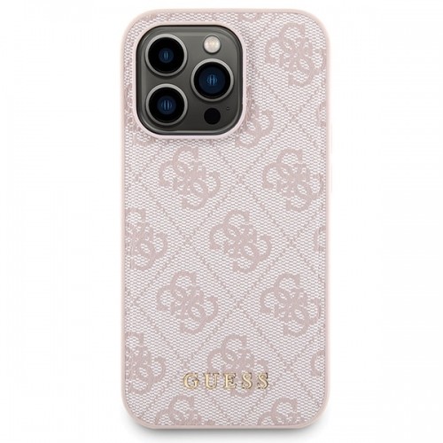 Zestaw Guess GUBPM5P14L4GEMGP iPhone 14 Pro 6.1" hardcase + Powerbank 5000mAh MagSafe różowy|pink 4G Metal Logo image 3