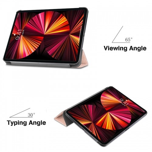 iLike Tri-Fold Plāns Eko-Ādas Statīva Maks Samsung Galaxy Tab S9 FE X510 Wi-Fi / X516B 5G Rozīgi Zeltaina image 3