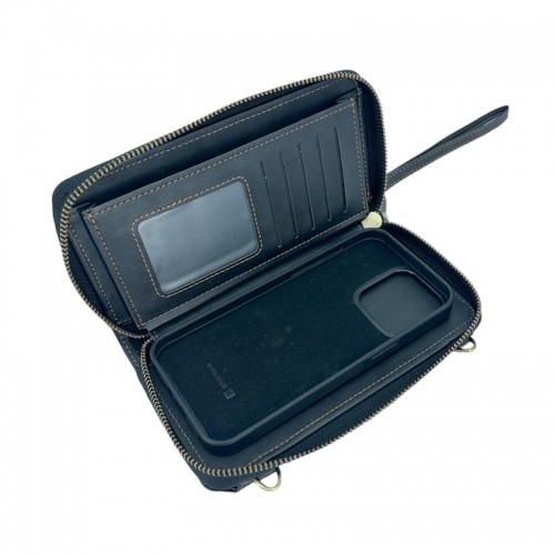 Evelatus Eco Ādas Zipper Maks ar magnētisku telefona fiksāciju & pleca siksniņu Melns image 3
