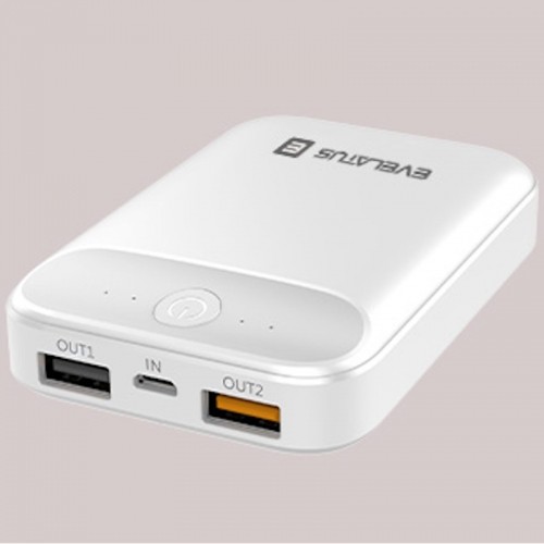 Evelatus EPB07 10000mAh Kompakts Power Bank x2 USB Ātrs 18W uzlāde Balta image 3