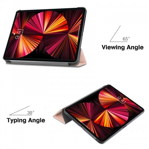 iLike Tri-Fold Plāns Eko-Ādas Statīva Maks Samsung Tab A8 10.5'' (2021) X200 / X205 / X207 Rozīgi Zeltaina image 3
