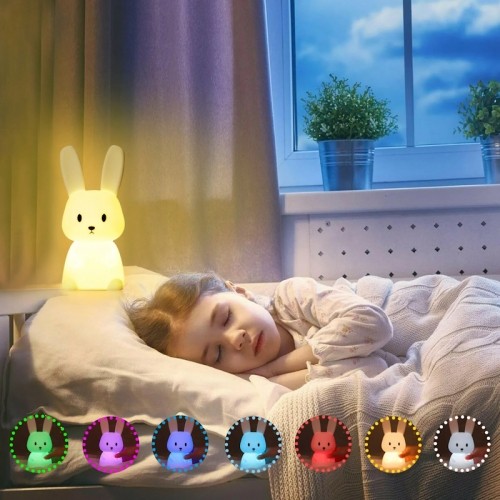 Elight RA1 Кролик Мягкая силиконовая лампа детский ночник с аккумулятором / USB-C Белый image 3